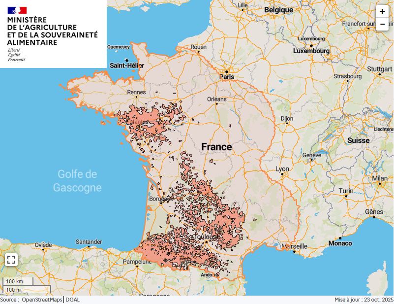 Maladie hémorragique épizootique : zone régulée